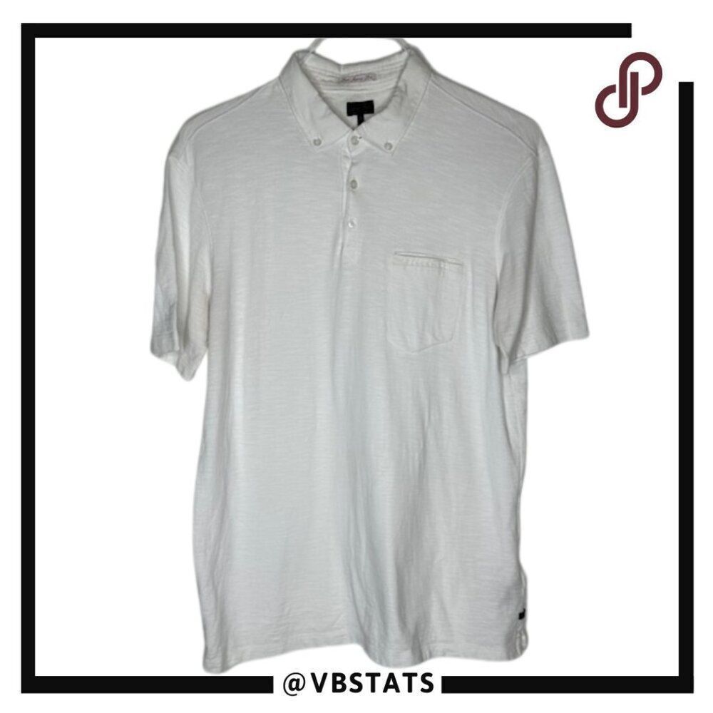 Goodman All White Cotton Short Sleeve Pocket‎ Polo Size Large